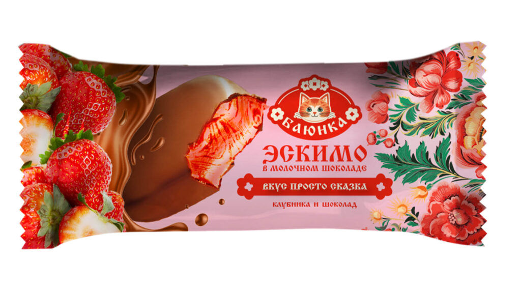 Мороженое эскимо клубничное с клубной начинкой