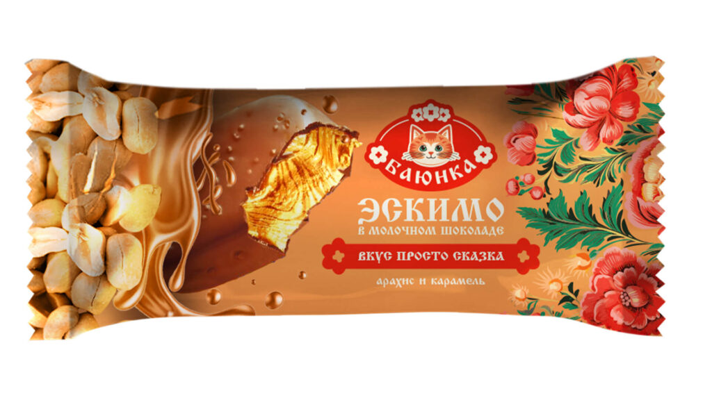Мороженое эскимо молочное с арахисом и карамелью в молочном шоколаде